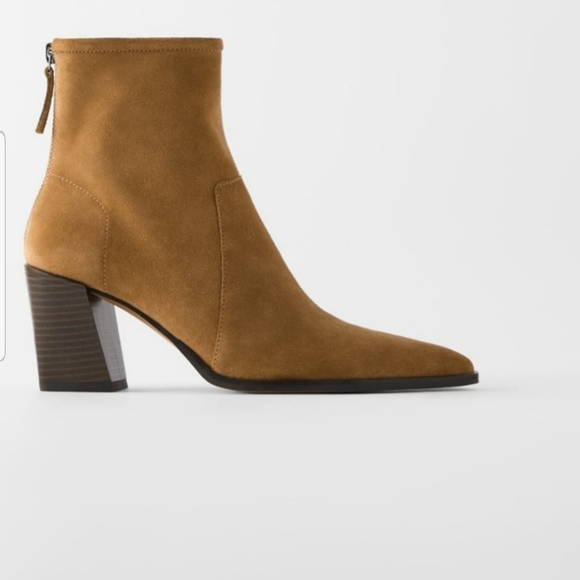 Zara Shoes - ZARA Leather Suede Ankle Heeled Boots NWT